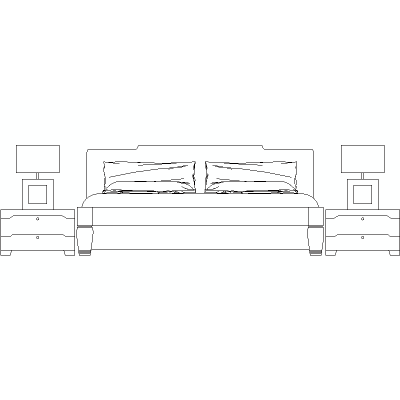 Conjunto De Mobiliario Dormitorio Doble, Visto En Alzado Frontal