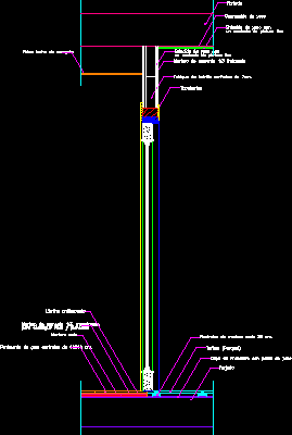 Sezione verticale di anta battente agglomerata con bordo pieno