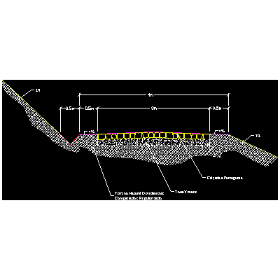 Perfil transversal tipo de una calle agricola