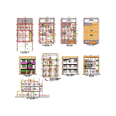 Plano Completo de Vivienda en Tres Niveles
