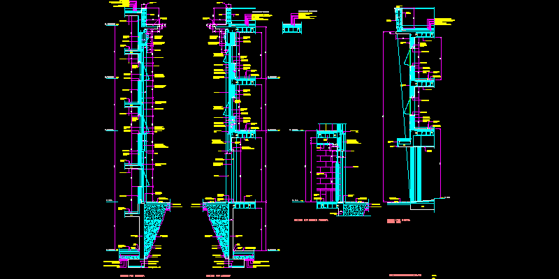 Constructive sections of facades with panels