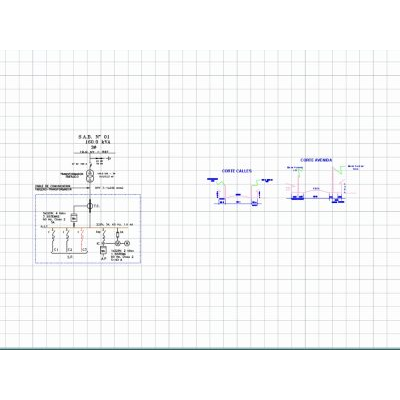 Single-line diagram and sections of streets and avenues