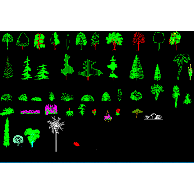 Diversidad de arboles en Alzado