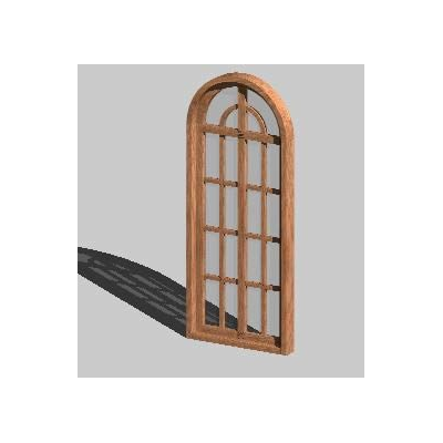 Ventana madera 3d con arco vidrio repartido 2hojas