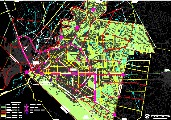Piano regolatore della viabilità urbana di Torreon; Coahuila; messicano.