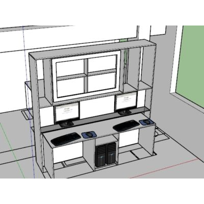 Mueble tv separador de ambientes en oficina