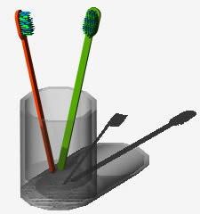 Pot and toothbrushes 3d