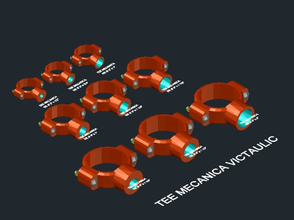 Mechanisches Reduzier-T-Stück in 3D von 2