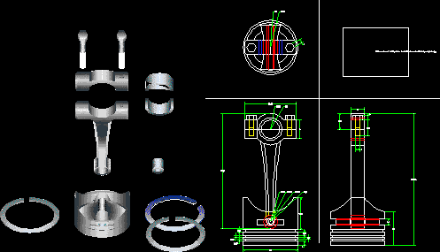 Exploded view of a piston-connecting rod