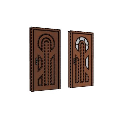 Puerta 3d en madera lista para renderizar