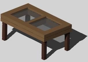 Mesa 3D de vidro e madeira