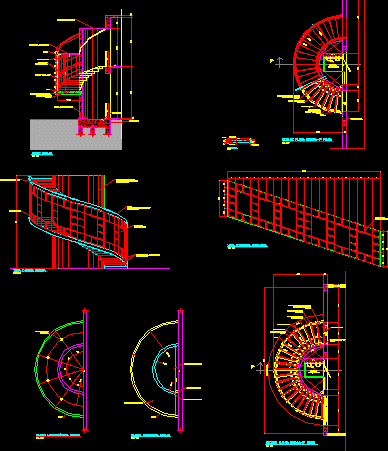Detalhes de uma escada semicircular - escada