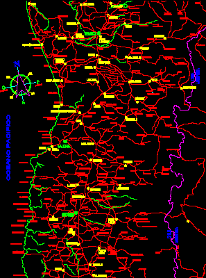 Mappa stradale del Cile (h)