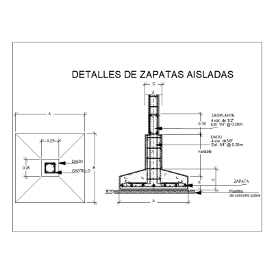 Detalla zapata aislada