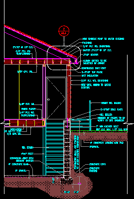 Seção parcial da casa (estrutura de madeira)