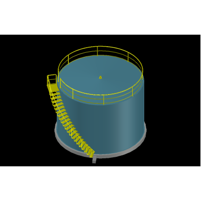 Plano de escada 3D para tanque com teto fixo