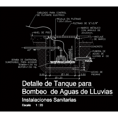 Tanque subterraneo con bomba de achique
