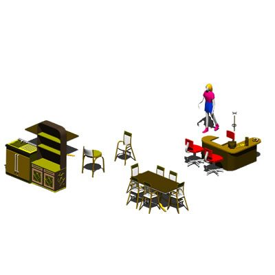 Dining room for 6 people 3d