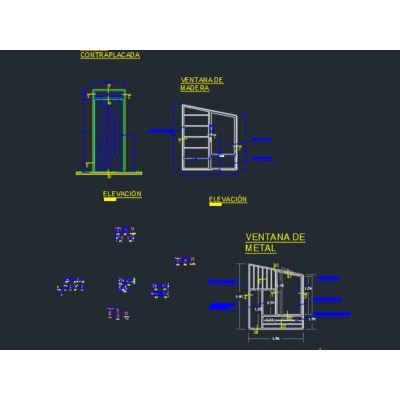 Detalles constructivos de ventana metalica.