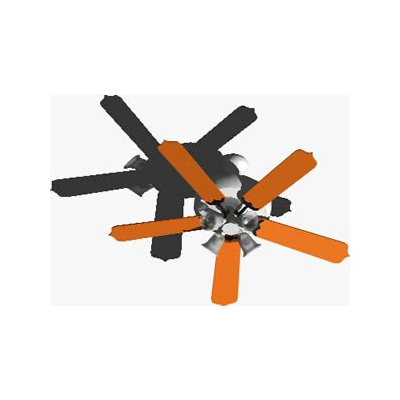 Ventilador de techo 3d con materiales aplicados