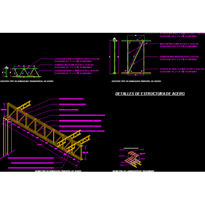 Detalle de estructura y techumbre de acero