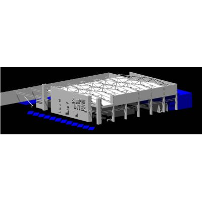 Supermercado con mobiliario en 3d