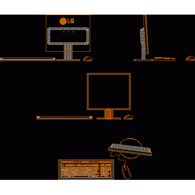keyboard computer; mouse and screen