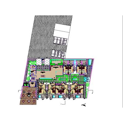 Plano de Complejo Turístico con Playa Privada