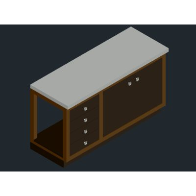 Mueble con cajones 3D sin textura