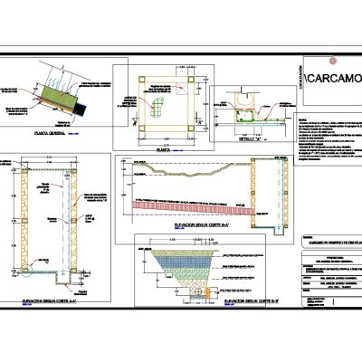 Plano de carcamo de bombeo y filtro de agua
