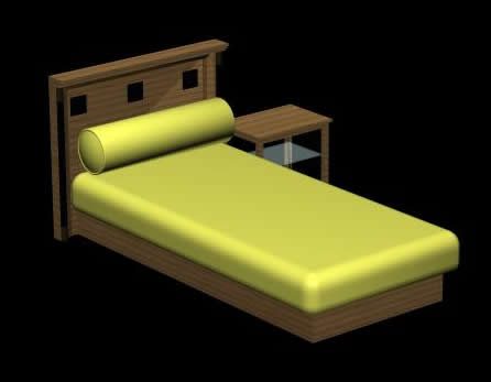 3D-Schlafzimmerset mit einfachem Bett