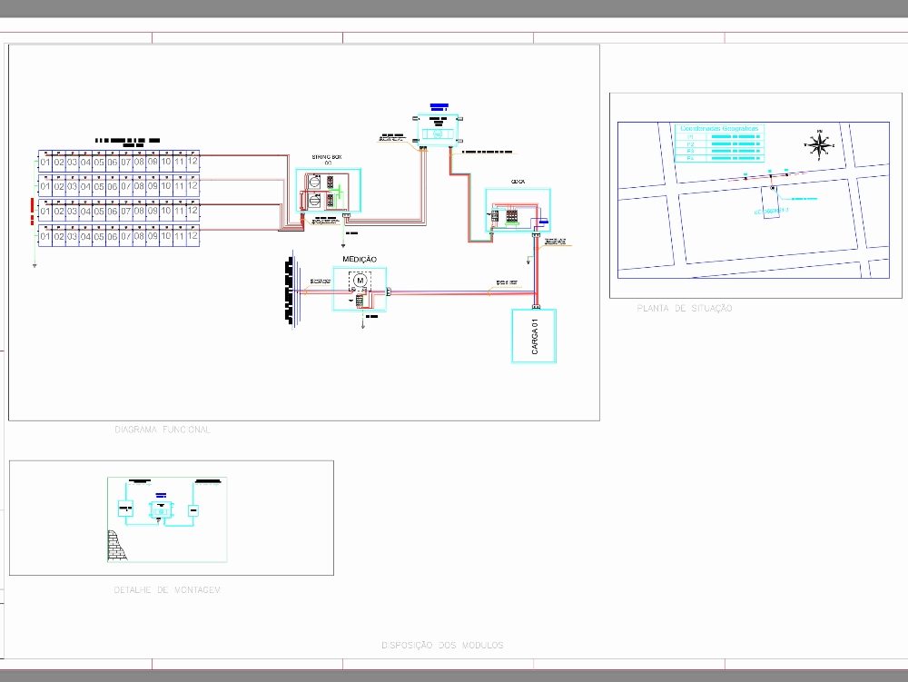 Diagrama Fotovoltaico Solar Pronto En DWG | Librería CAD