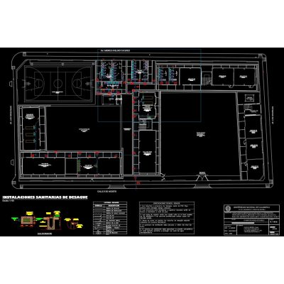 Plano de Instalaciones Sanitarias de Desagüe para Centro Educativo