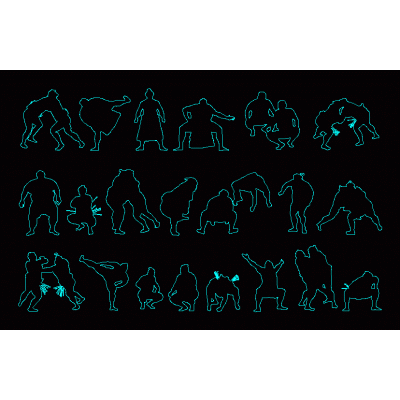 People silhouettes sumo wrestler