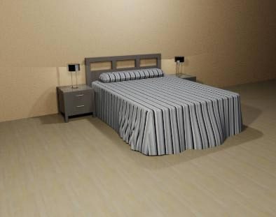 150 x 200 cm großes Bett mit Kopfteil und Nachttischen