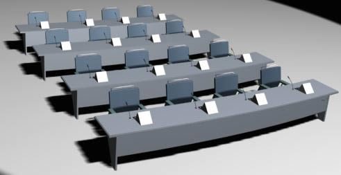 Mesas para sala de convenções 3d