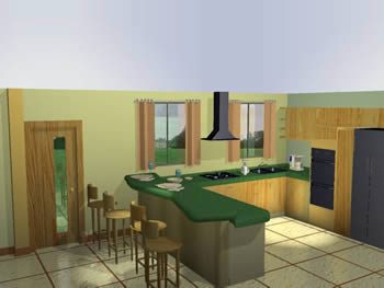 Kitchen with applied materials