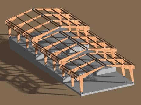 Shed in laminated wood - 3d