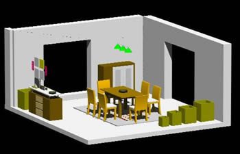 3d dining room perspective