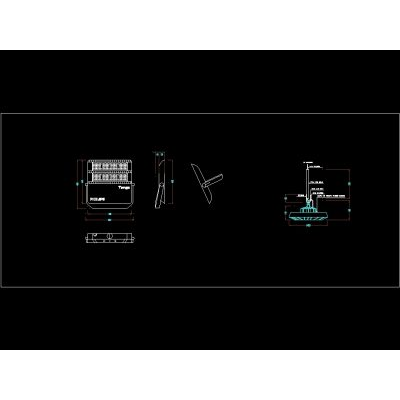 Detalle lampu high bays dan detalle reflector