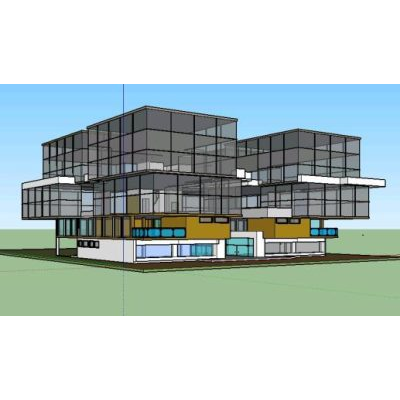 Edificio multifamiliar 3d piel de vidrio