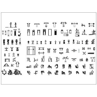 Mobiliario de gimnasio - autocad