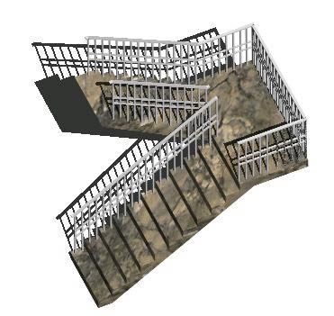 escada em forma de u em 3d