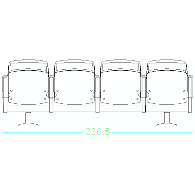 Conjunto De Cuatro Butacas De Cine En Alzado Frontal
