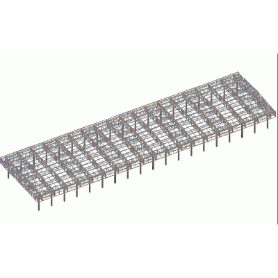 Galpon con estructura metalica en 3d