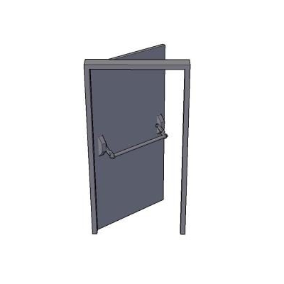Puerta de emergencia con manillon abierta 3d