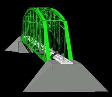 ponte 3d com estrada de ferro