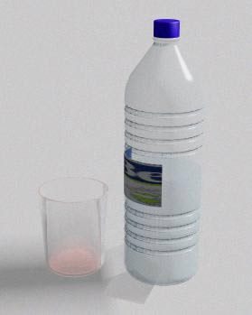 Wasserflasche und Glas