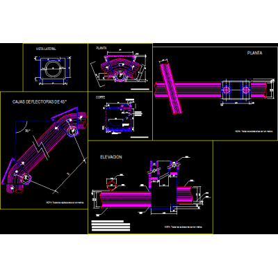 Caja deflectora a 45o
