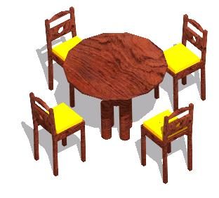 Chaises et salle à manger en 3d